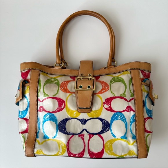 Coach Handbags - Coach Limited edition PVC rainbow signature scribble bag with crossbody strap